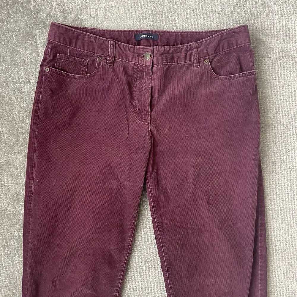 Lands End Pants Womens 10 Purple Corduroy Stretch Straight Leg Casual Fit 1 - Picture 2 of 11